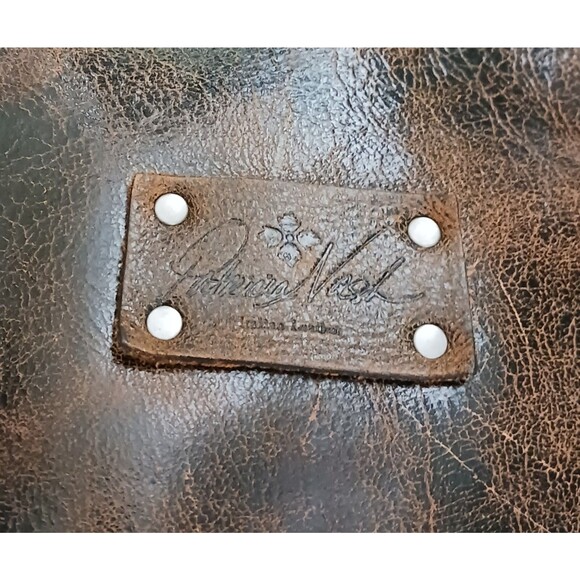 Patricia Nash Benvenuto Bark Brown Distressed Italian Leather Lg Tote Studs - Picture 4 of 11